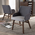 Baxton Studio Mid Century Two Tone Grey Fabric 2 Piece Armchair Set