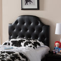 Baxton Studio Midas Modern And Contemporary Twin Size Faux Leather Upholstered Button Tufted Scalloped Headboard