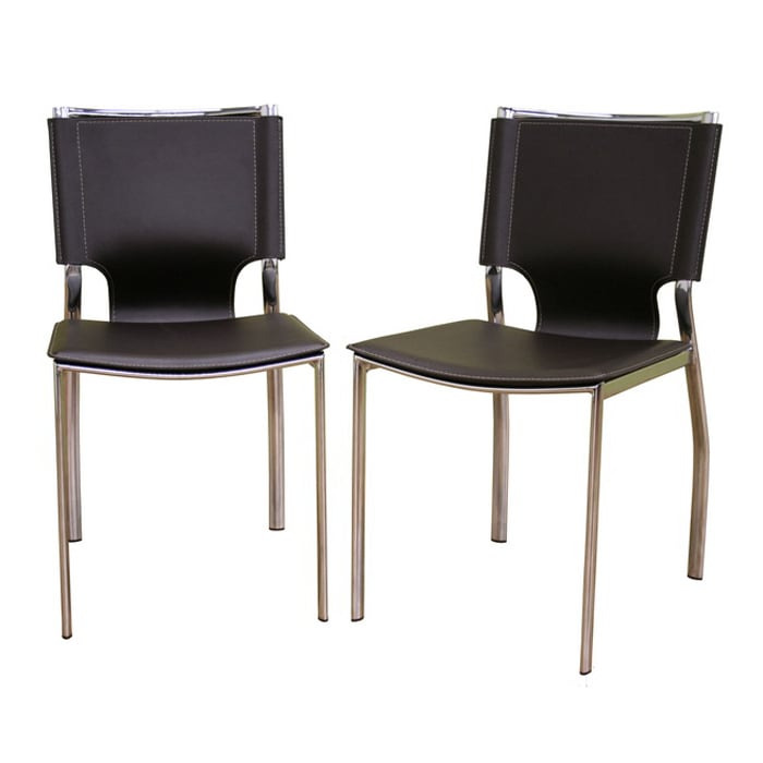 Baxton Studio Montclare Brown Leather Modern Dining Chairs Set Of 2