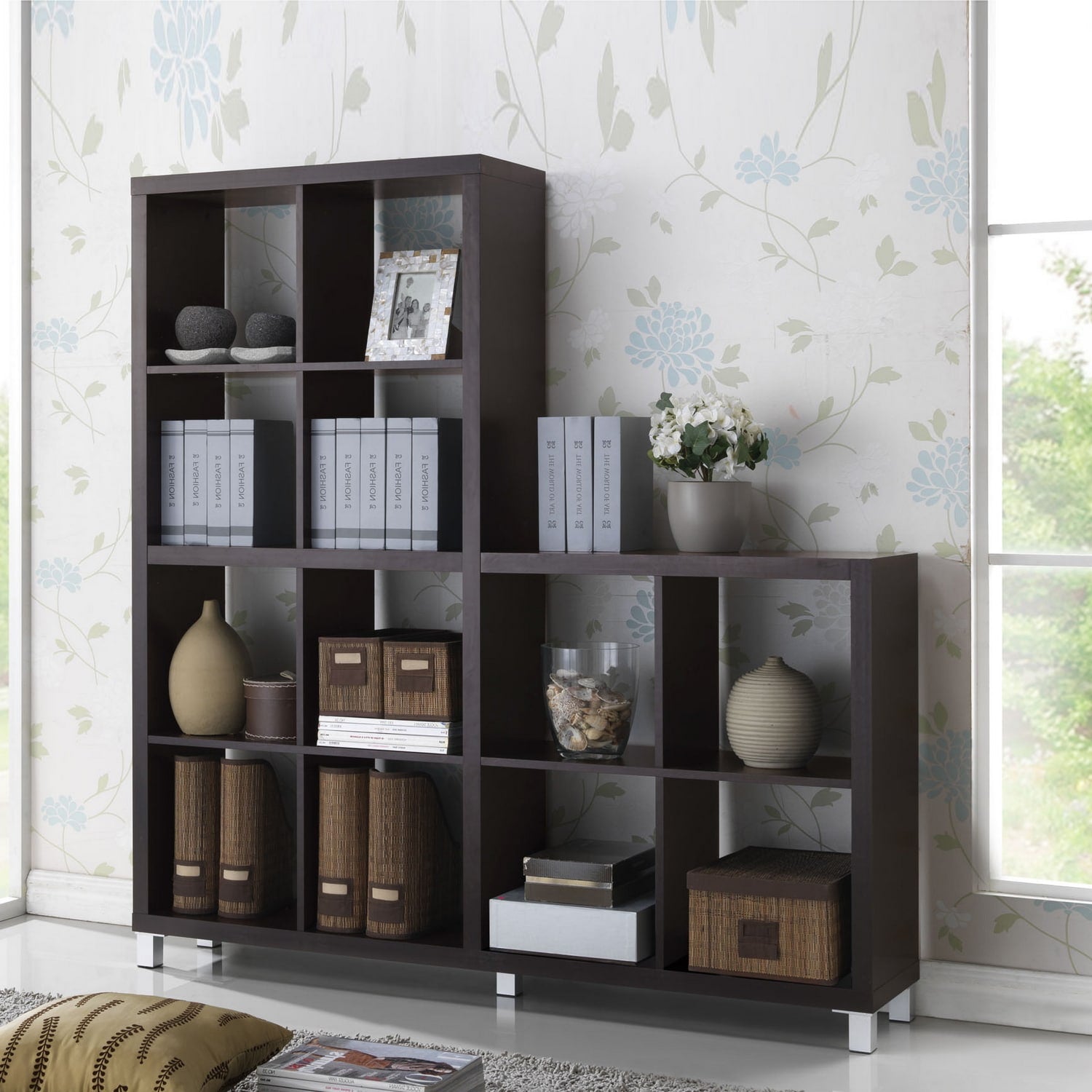 Porch Den Hanalei Dark Brown Modern Cube Shelving Unit