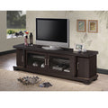 Porch Den Kittery Contemporary 70 Inch Dark Brown Wood Tv Cabinet With 2 Glass Doors And 2 Doors