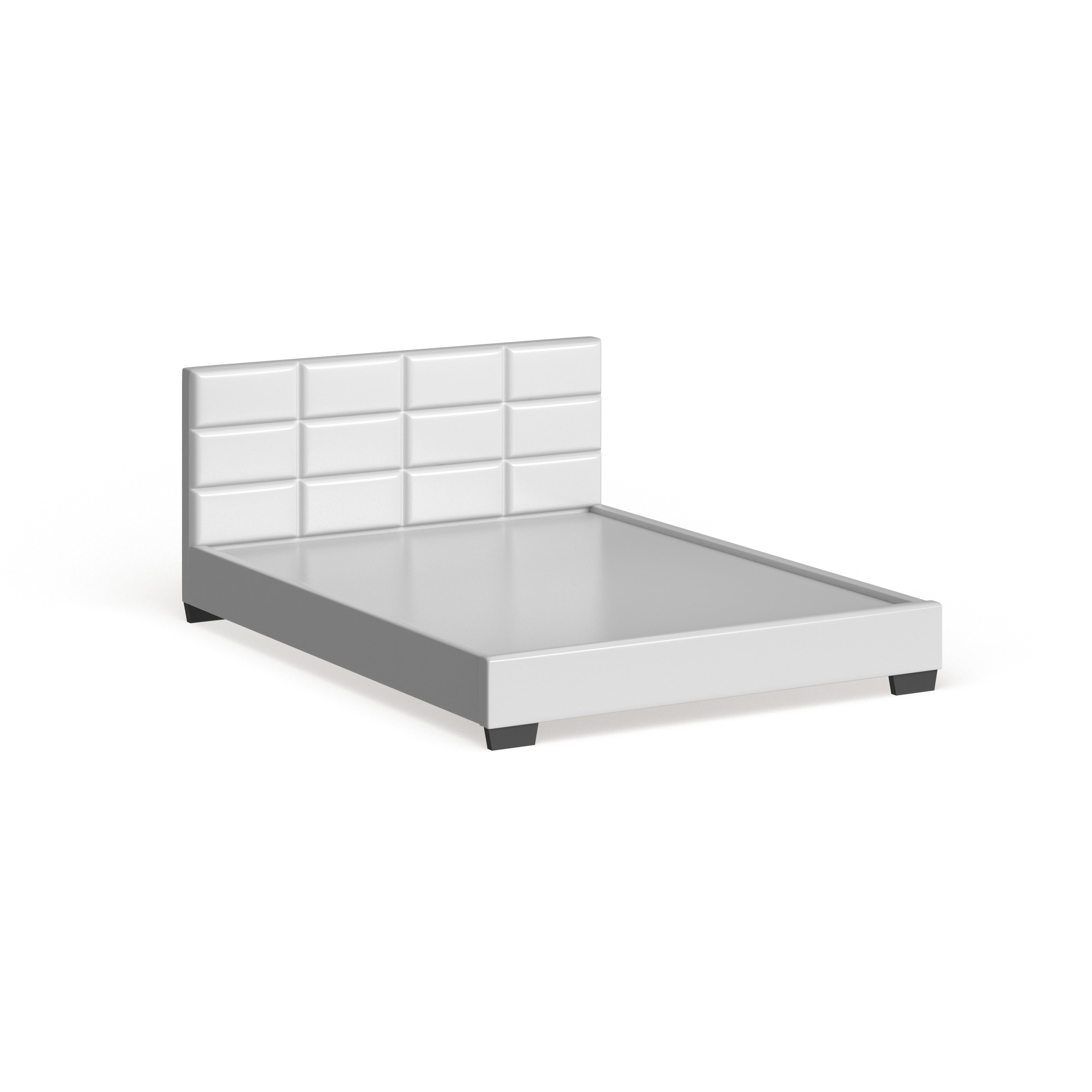 Vivaldi Modern And Contemporary White Faux Leather Padded Platform Base Bed