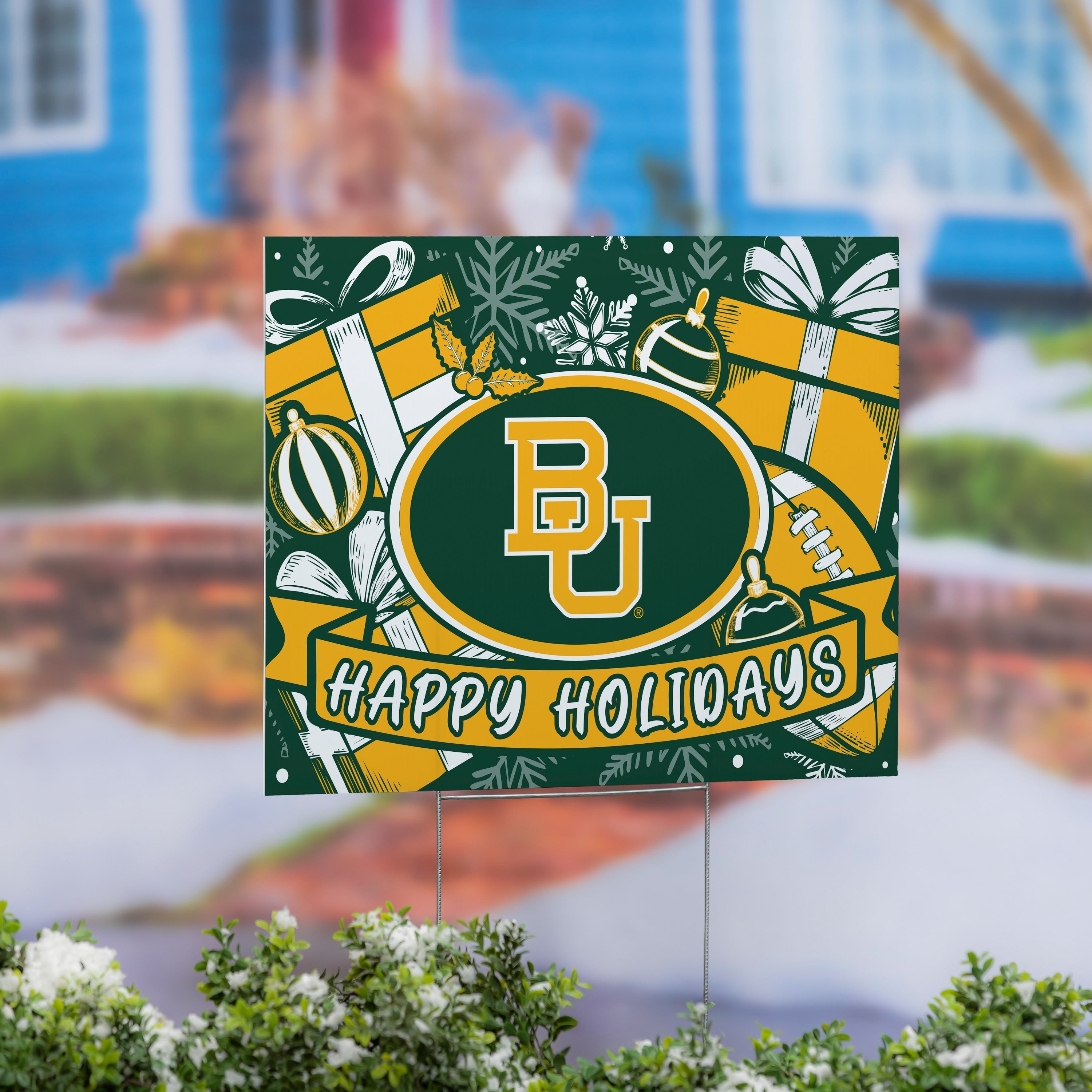 Baylor University Yard Sign Happy Holidays 24 X 18