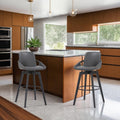 Baylor Swivel Wood Bar Or Counter Height Stool In Faux Leather