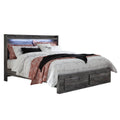 Bays King Size Storage Bed With 2 Drawers Driftwood Smoke Gray Led