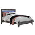 Bays Queen Size Bed Led Panel Bookcase Headboard Driftwood Smoke Gray