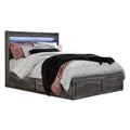 Bays Queen Size Storage Bed With 6 Drawers Driftwood Smoke Gray Led