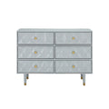 Bea White Geo Texture Wood And Gold Metal 6 Drawer Dresser