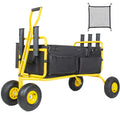 Beach Cart Collapsible Wagon 9.85 All Terrain Wheels Heavy Duty Garden Cart With Rod Holders Umbrella Holder And Storage Pockets