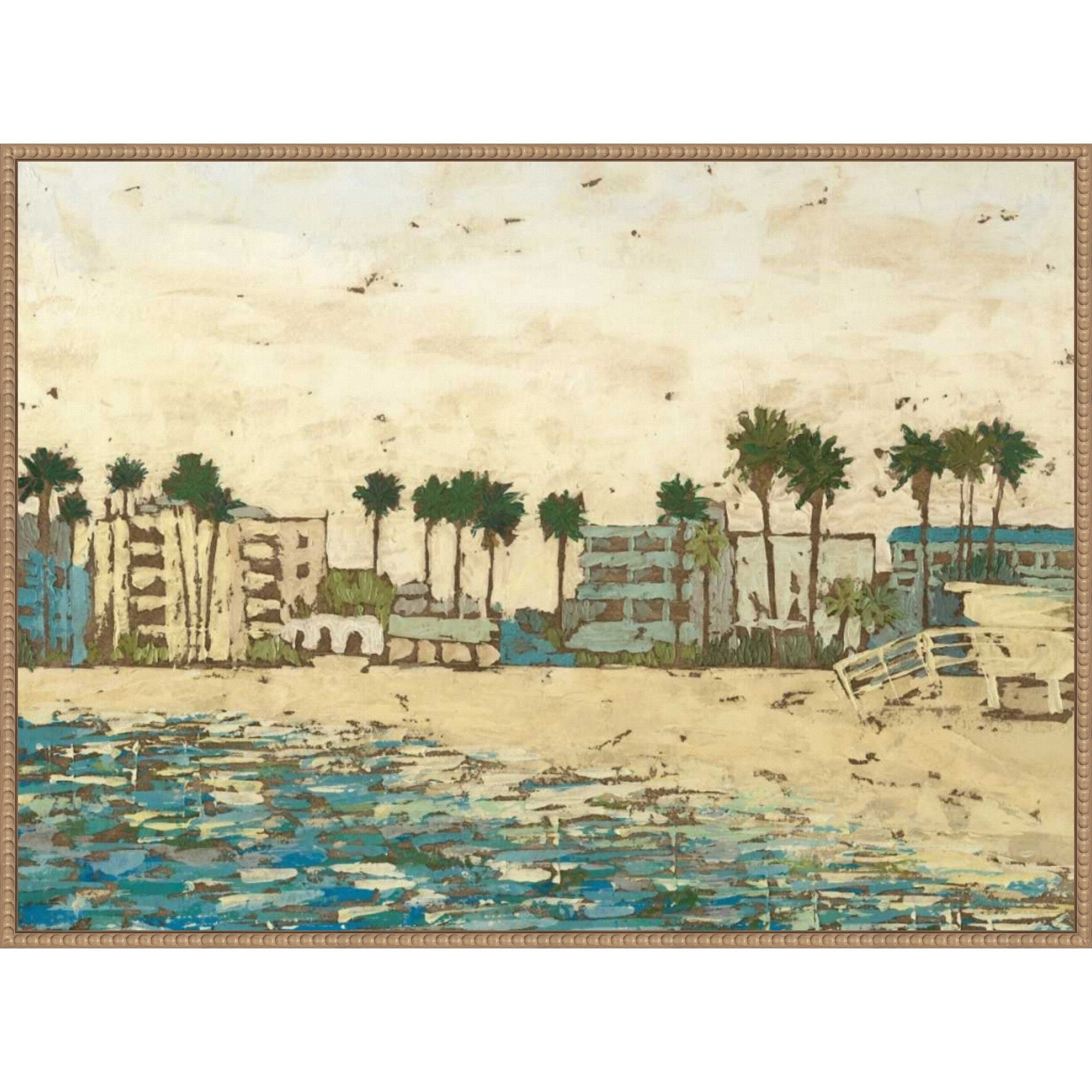 Beach Coast No. 1 By Megan Meagher 38 X 28 In. Framed Canvas Wall Art Print