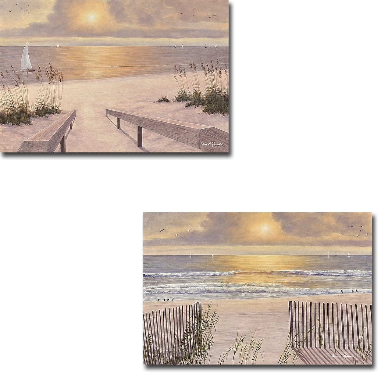 Beach Glow Beach Light By Diane Romanello 2 Pc Gallery Wrapped Canvas Giclee Set 16 In X 24 In Each Canvas In Set