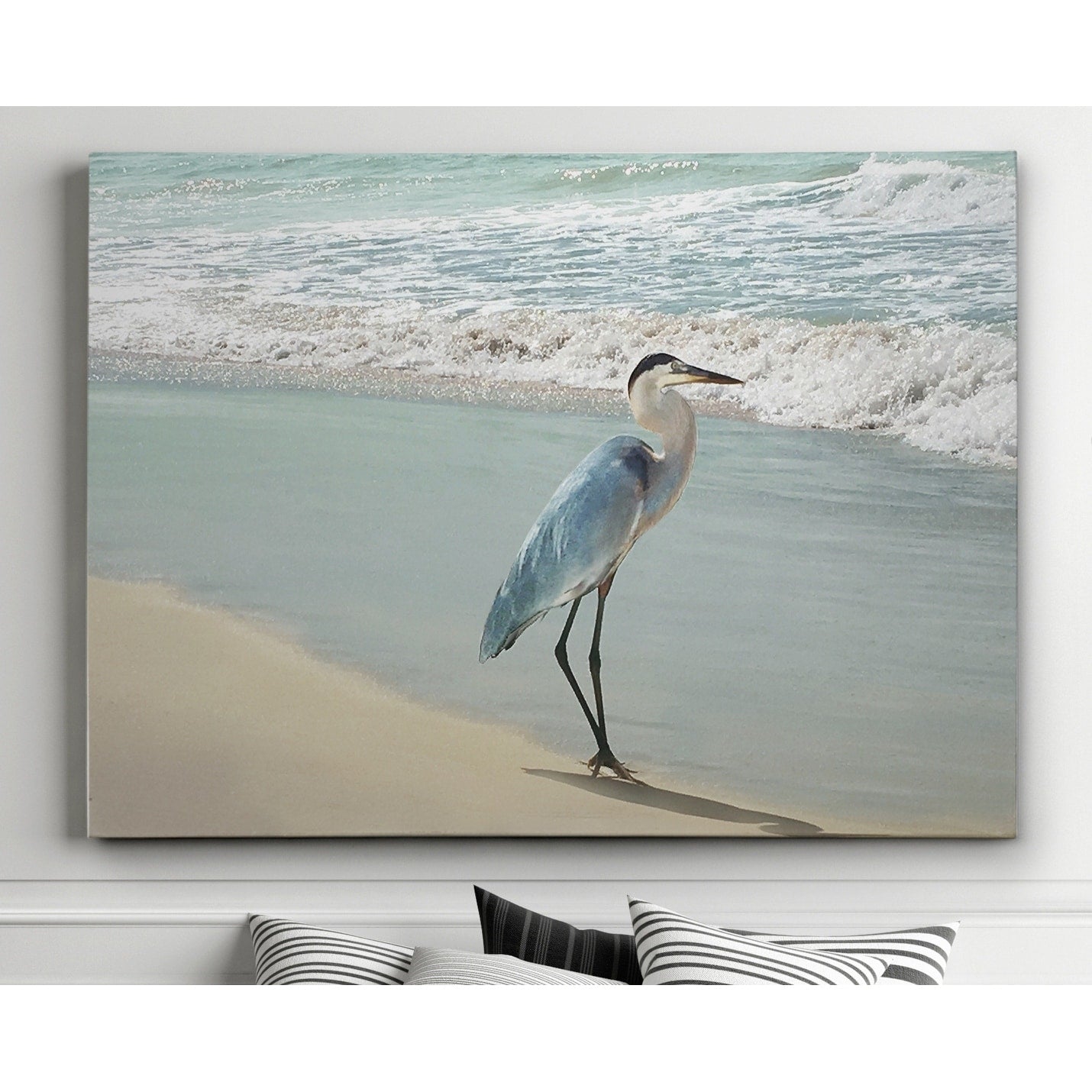 Beach Set Heron Premium Gallery Wrapped Canvas