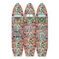 Beach Themed Surfboard Shaped 3 Panel Room Divider Multicolor