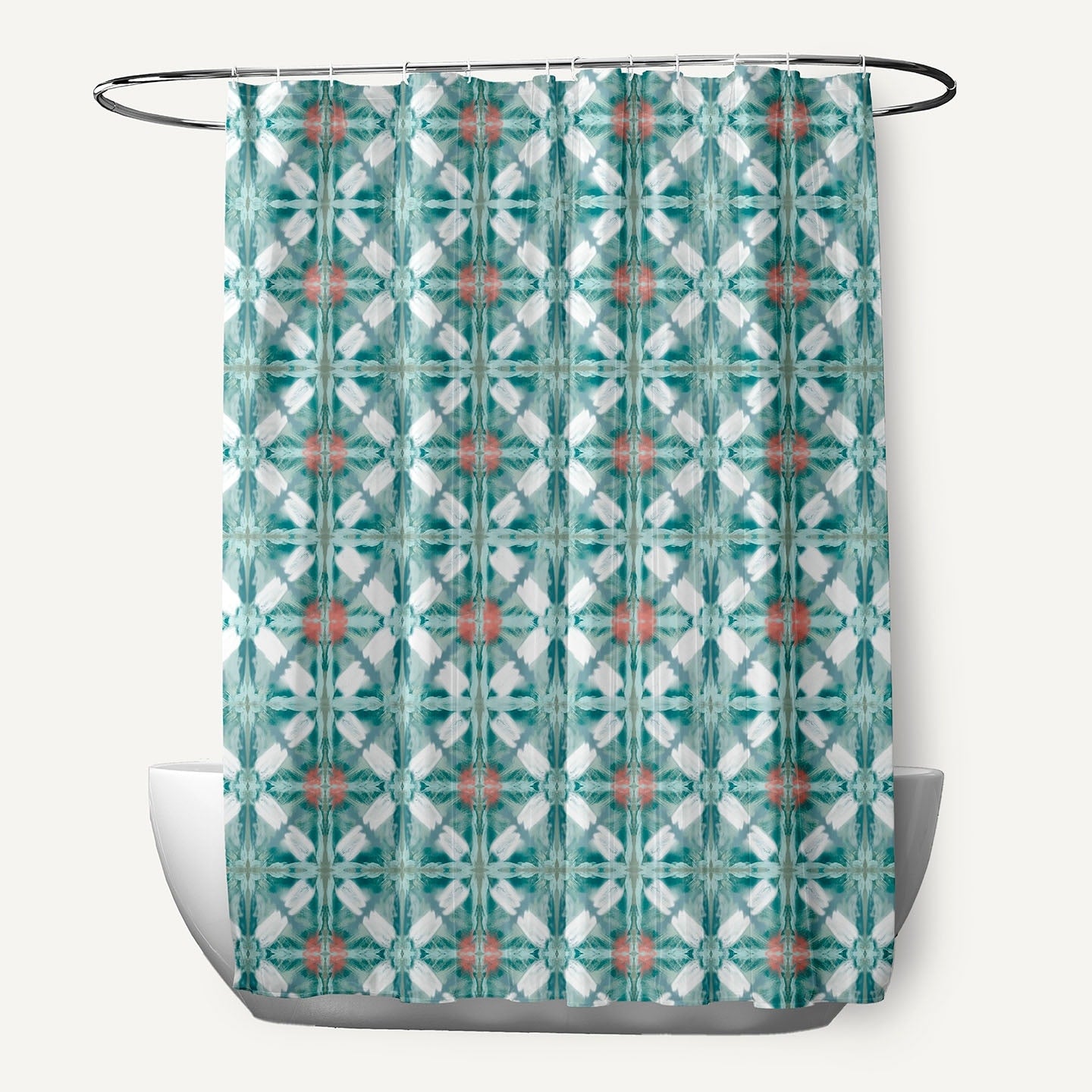 Beach Tile Geometric Print Shower Curtain