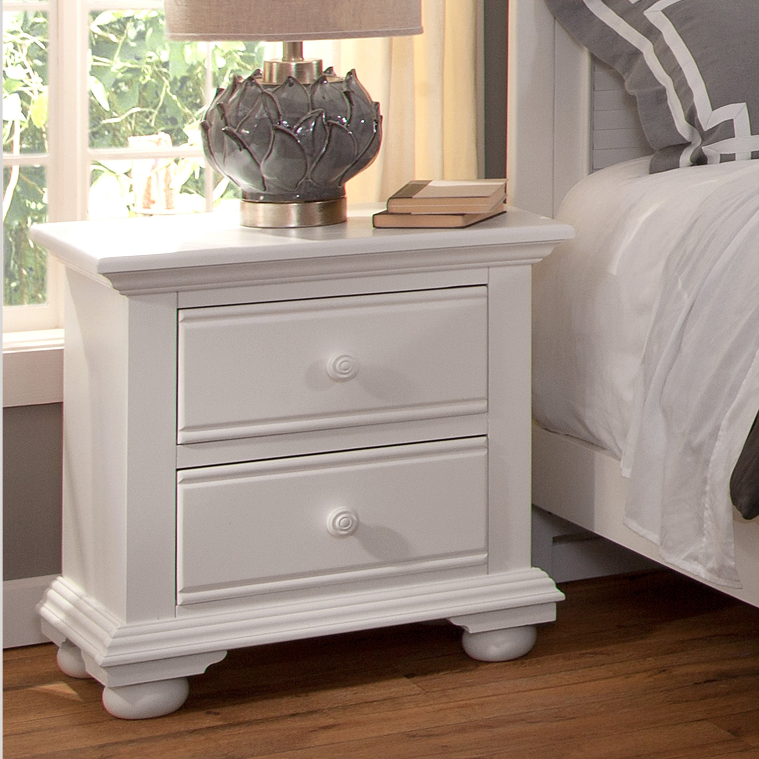 Beachcrest Eggshell White Wood 2 Drawer Nighstand By Greyson Living