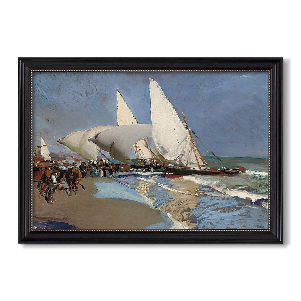 Beaching The Boat 1903 Joaquin Sorolla Custom Framed Canvas