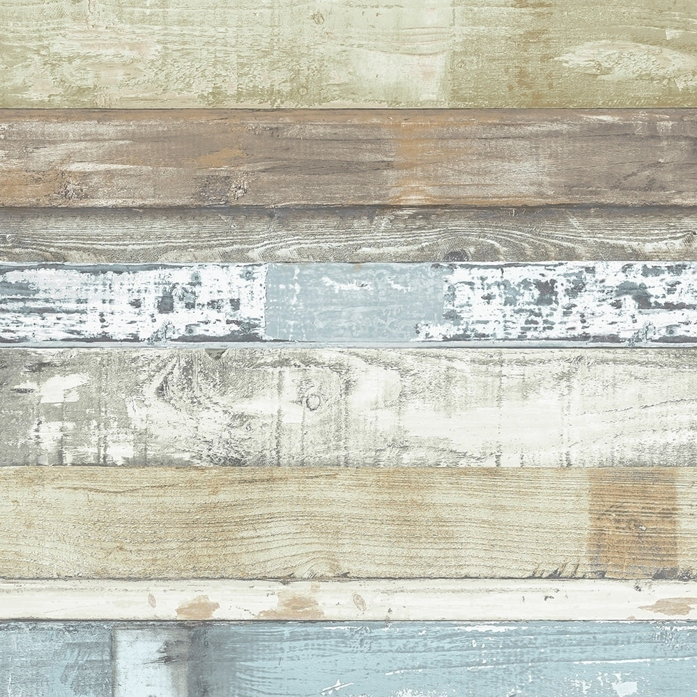 Beachwood Wallpaper Wood In Green Blue Sage Brown Cedar