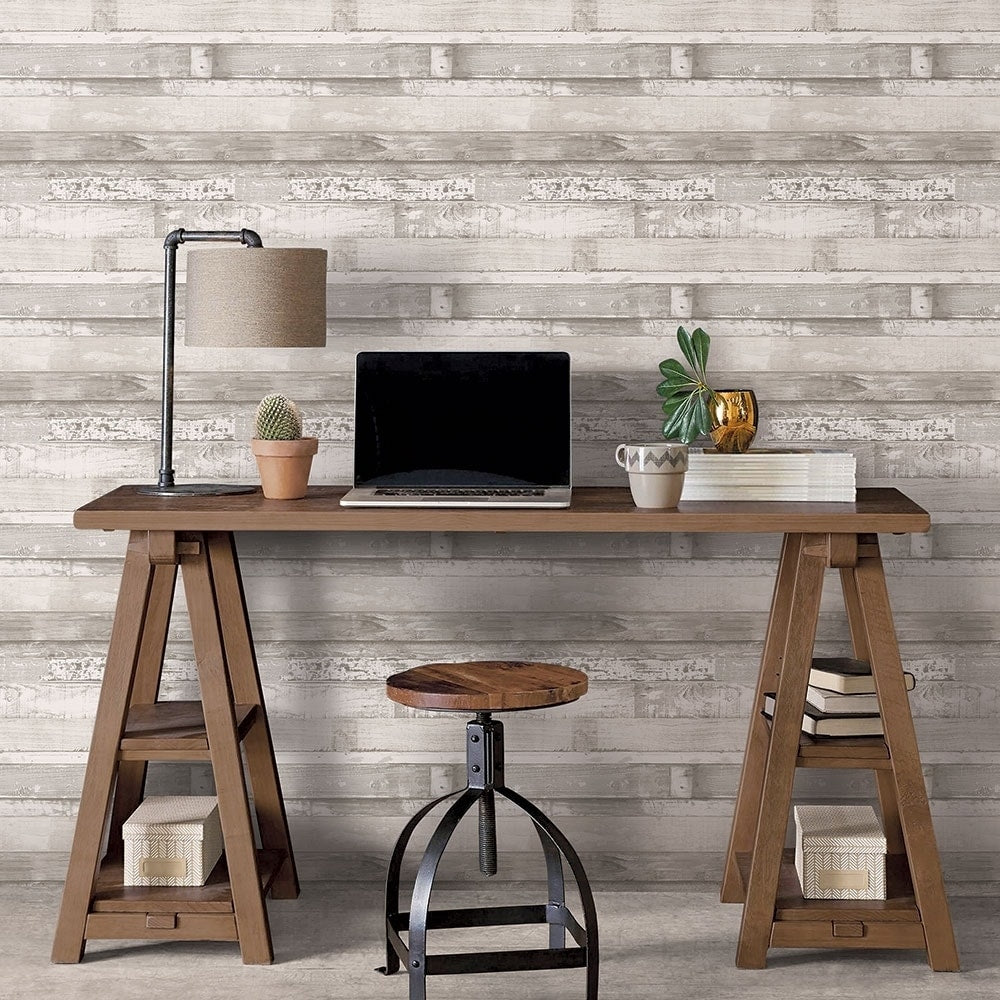 Beachwood Wallpaper Wood In Light Grey White Dove Dove White