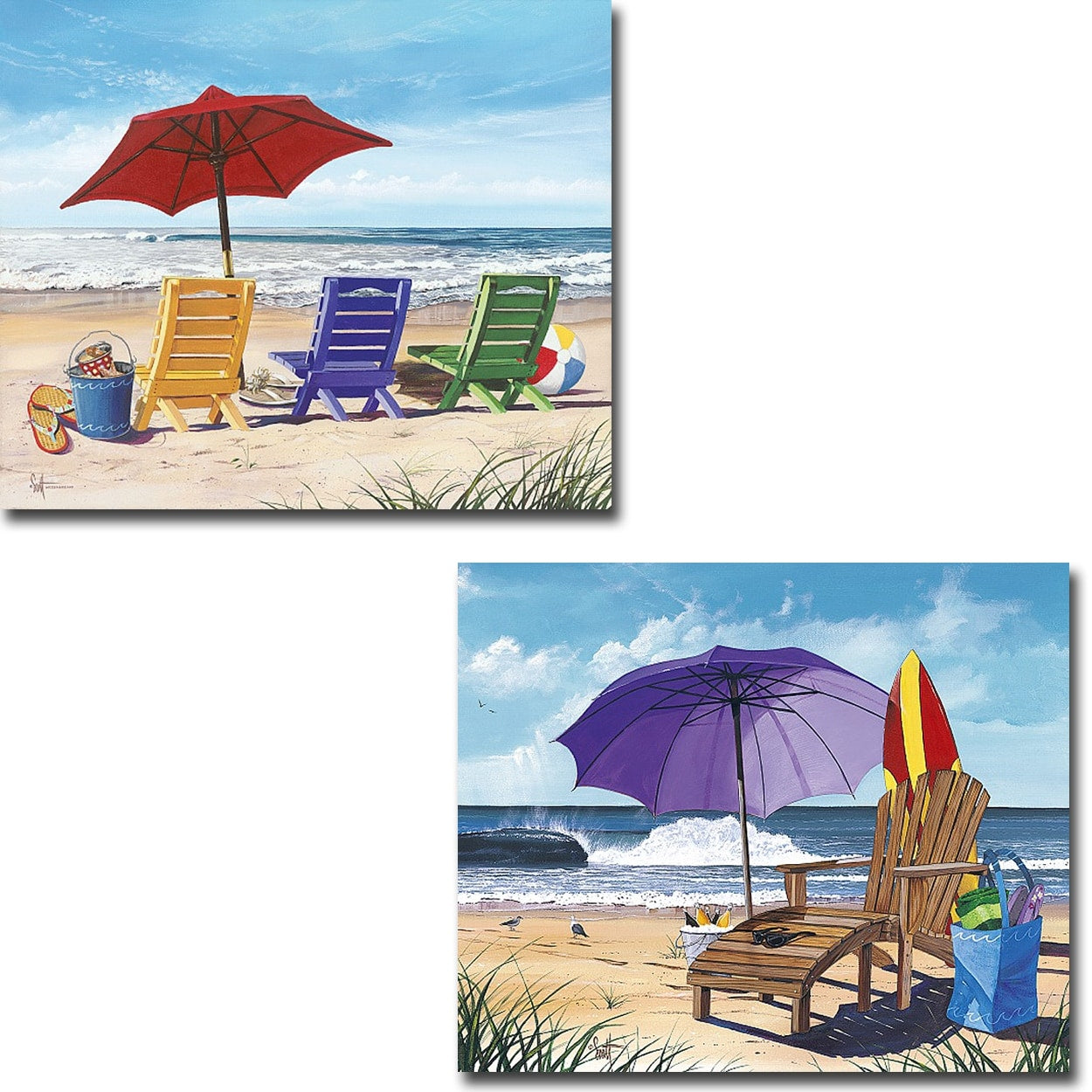 Beachy Keen Shore Thing By Westmoreland 2 Pc Gallery Wrapped Canvas Giclee Set 15 In X 18 In Each Canvas In Set