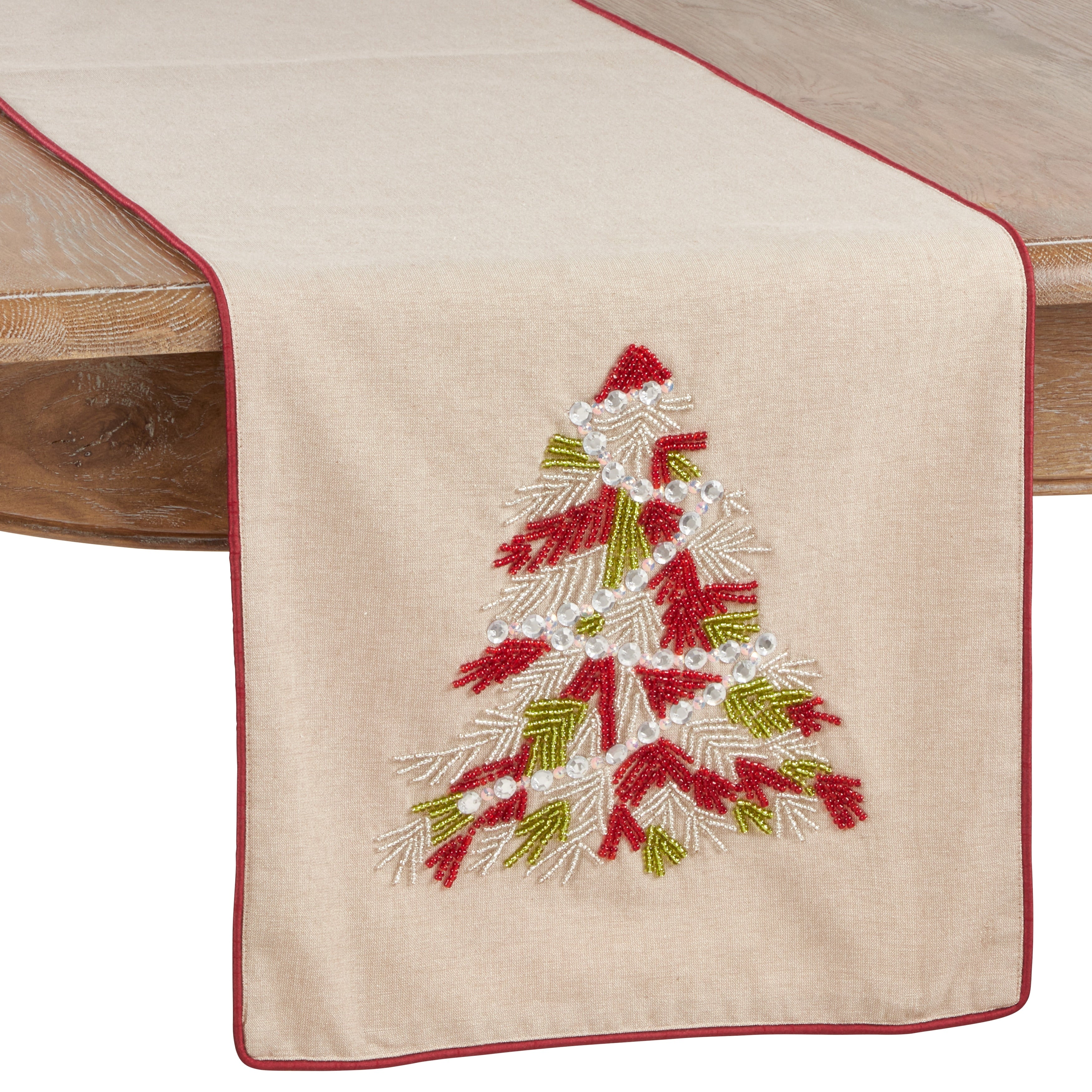 Beaded Christmas Tree Table Runner