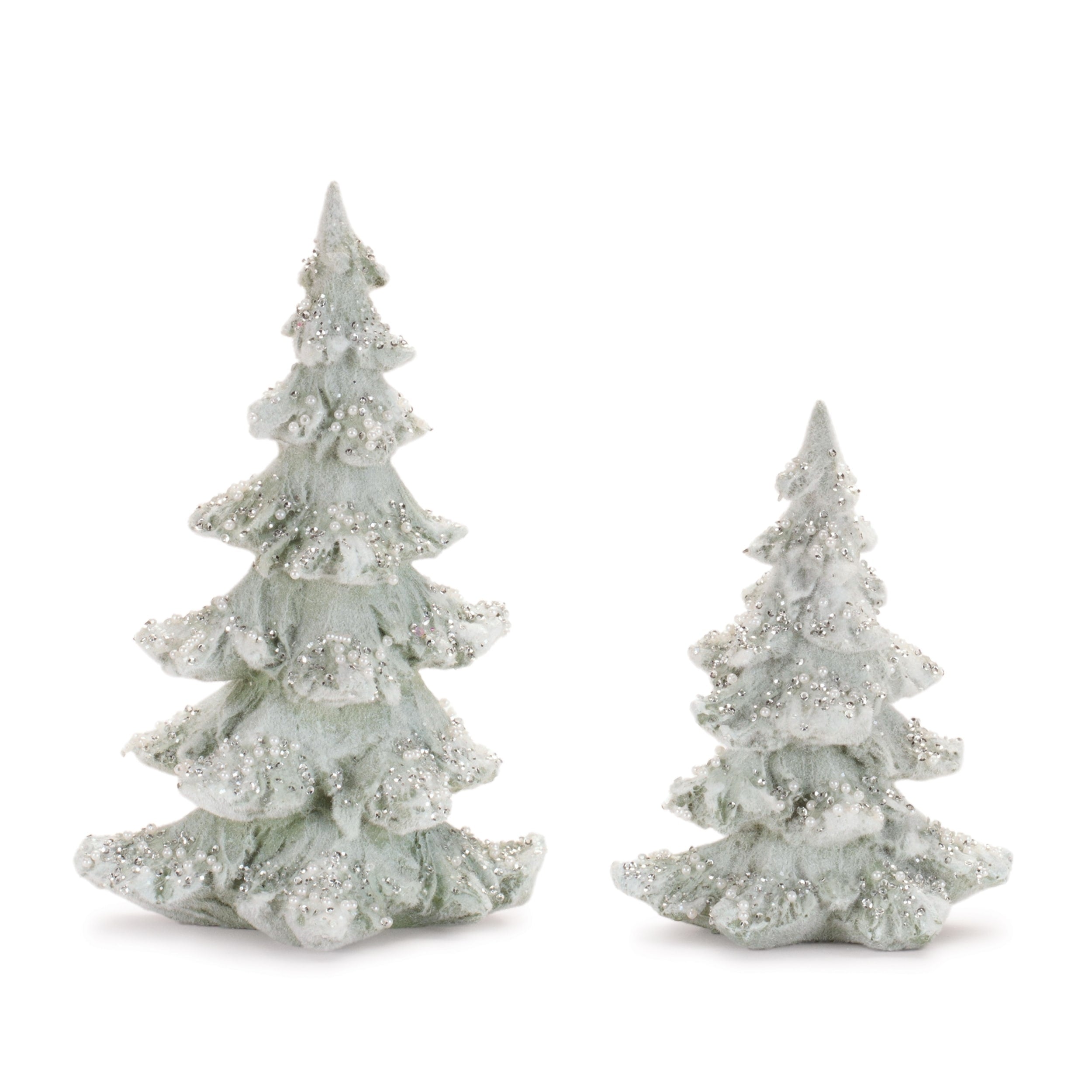 Beaded Frosted Christmas Trees Set Of 2