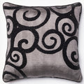Beaded Grey Black Scroll 18 Inch Throw Pillow Or Pillow Cover