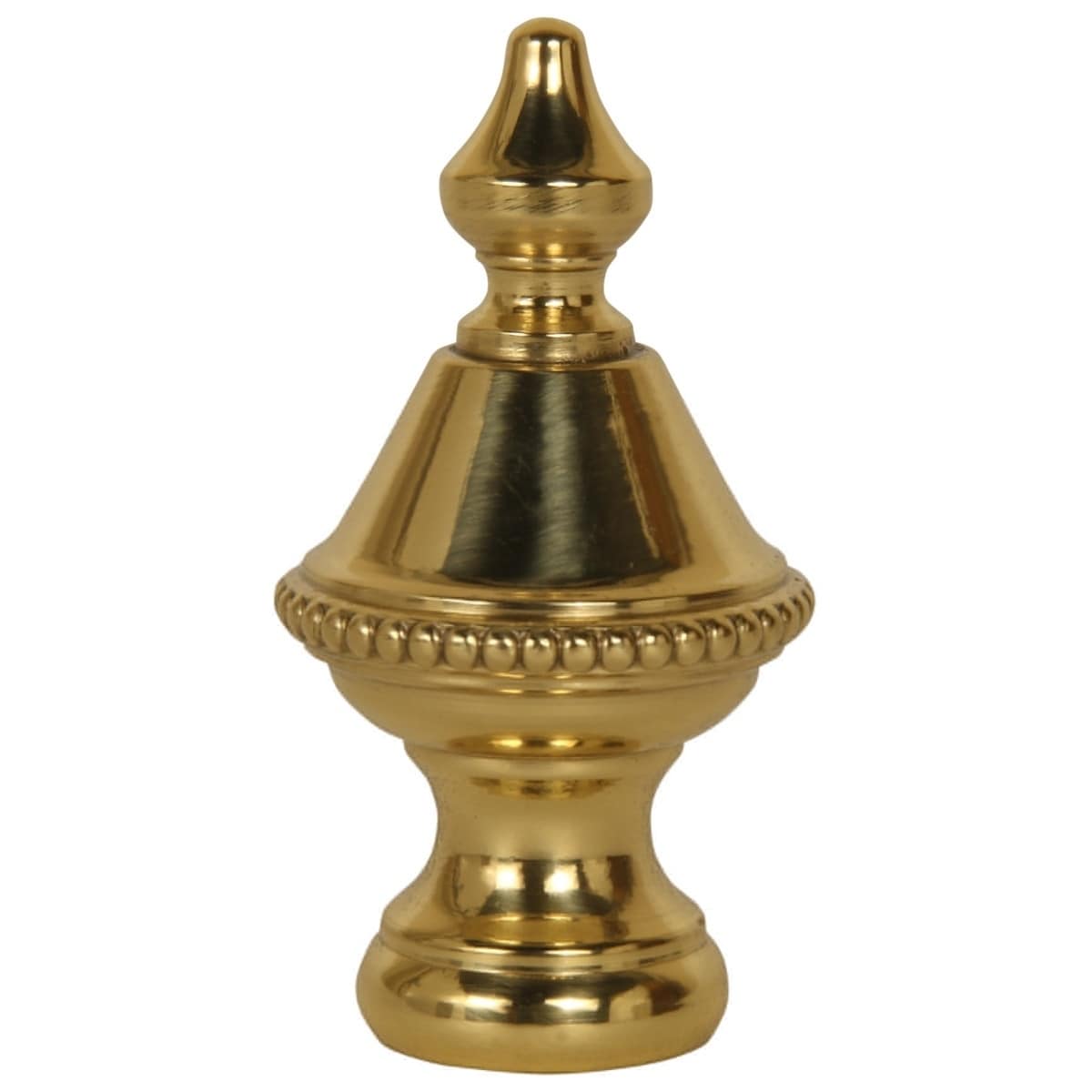 Beaded Knob Spire Lamp Finial Polished Brass 1.5 H