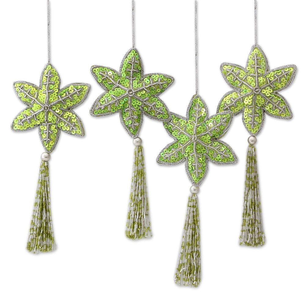 Beaded Ornaments Holiday Message Set Of 4 India