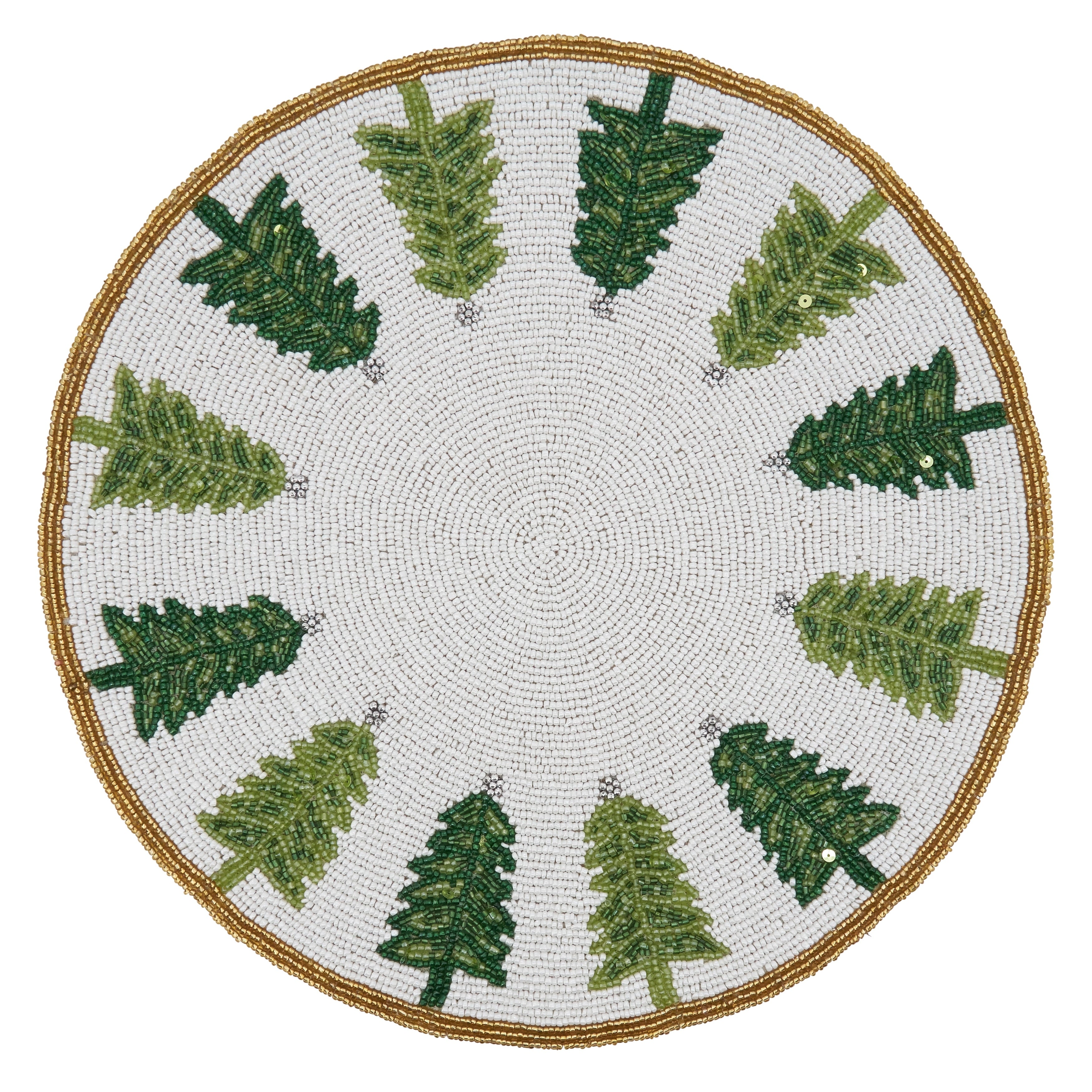 Beaded Placemats With Christmas Trees Design Set Of 4