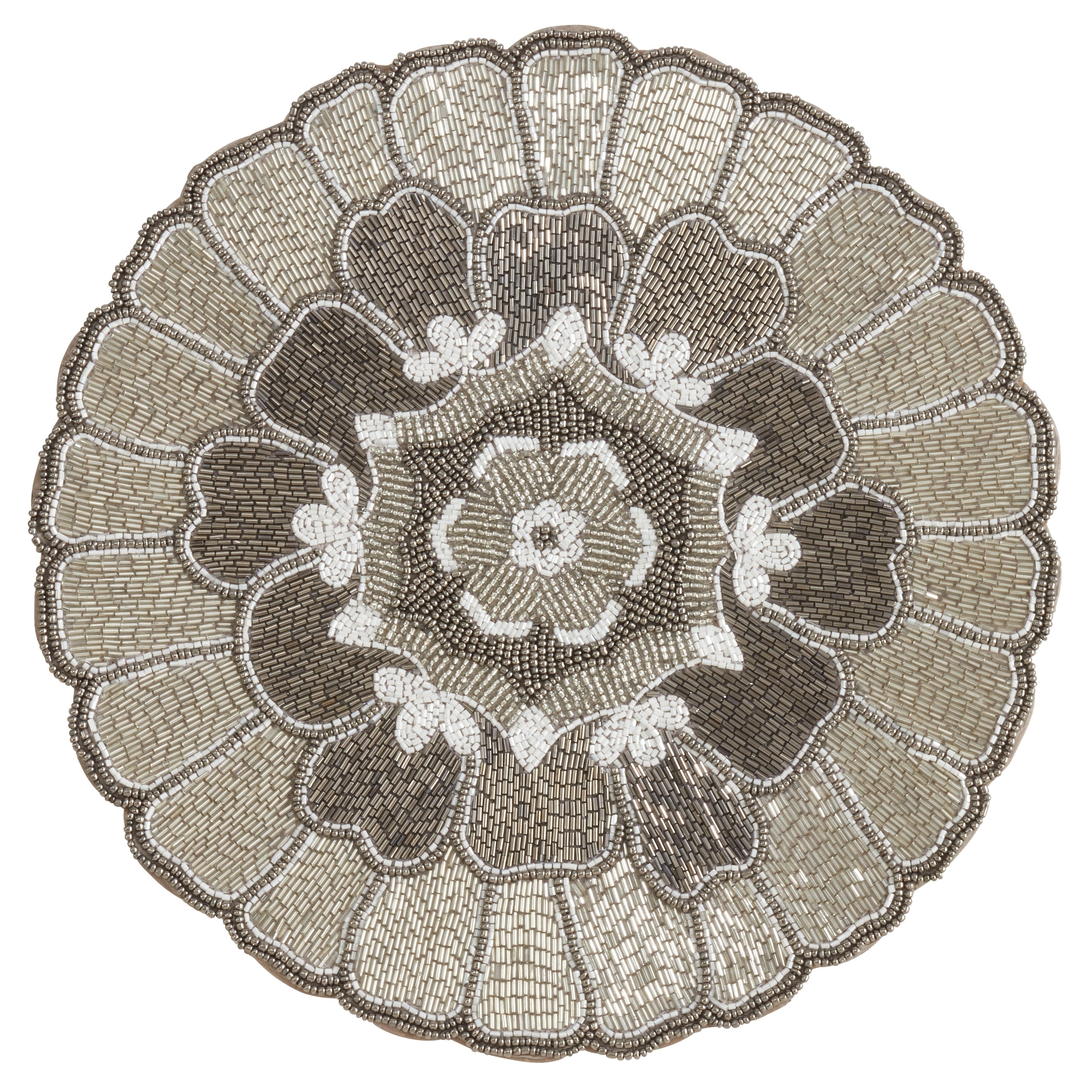 Beaded Placemats With Floral Design Set Of 4