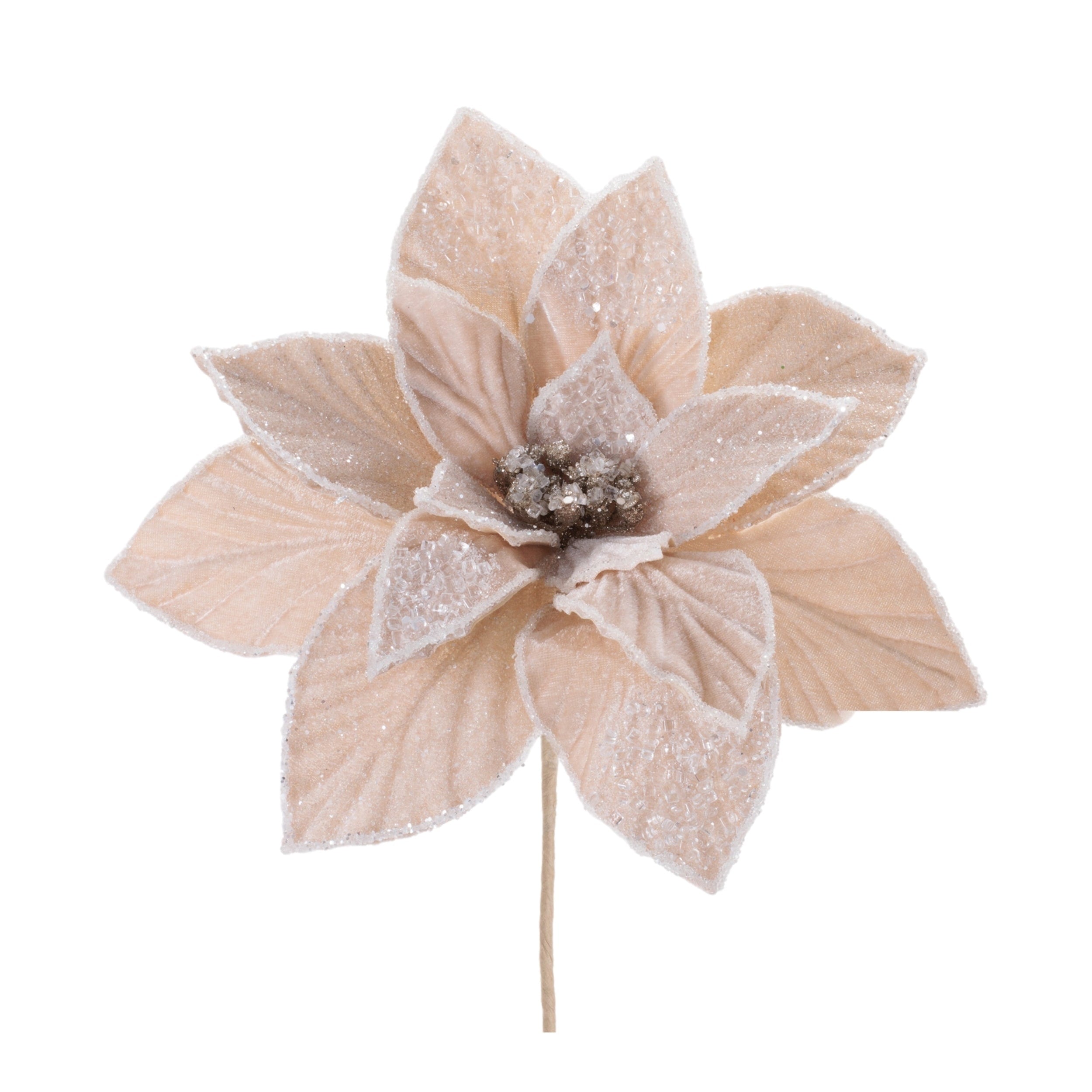Beaded Poinsettia Flower Stem Set Of 4