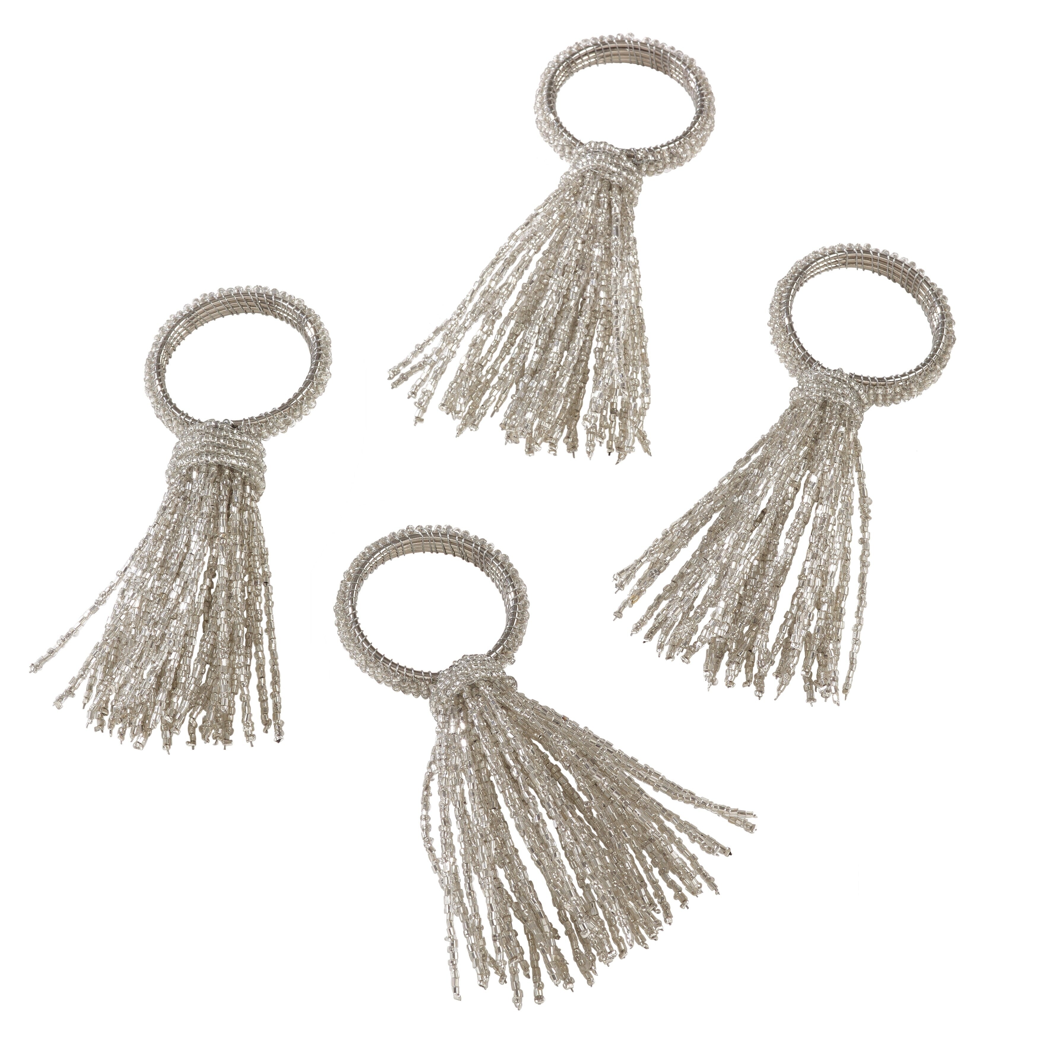 Beaded Spray Design Event Napkin Ring Set Of 4