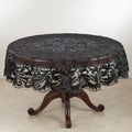 Beaded With Embroidery Sheer Scalloped Tablecloth