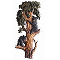Bear Cubs In Tree Hand Crafted Intarsia Wood Art Wall Hanging 34 X 34 X 3 Inches