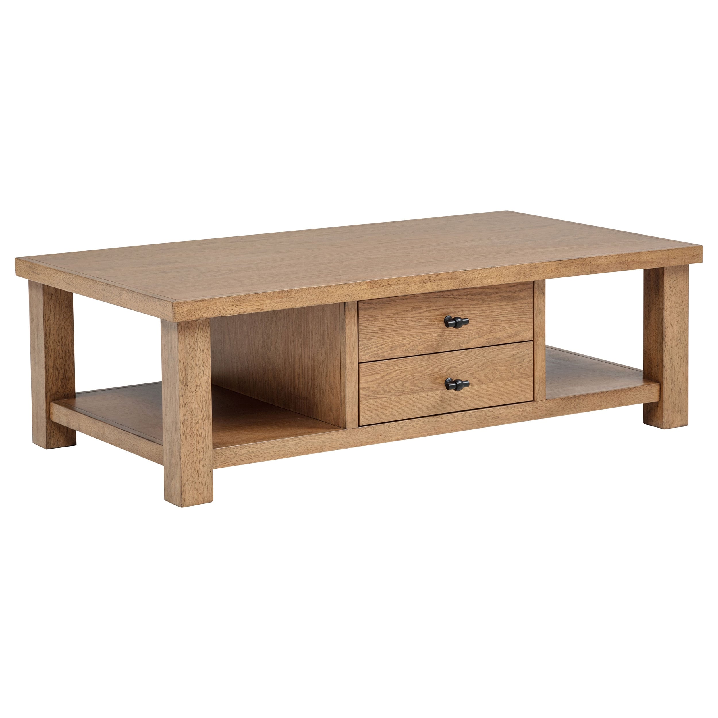 Beasley 2 Drawer Wood Coffee Table Golden Oak