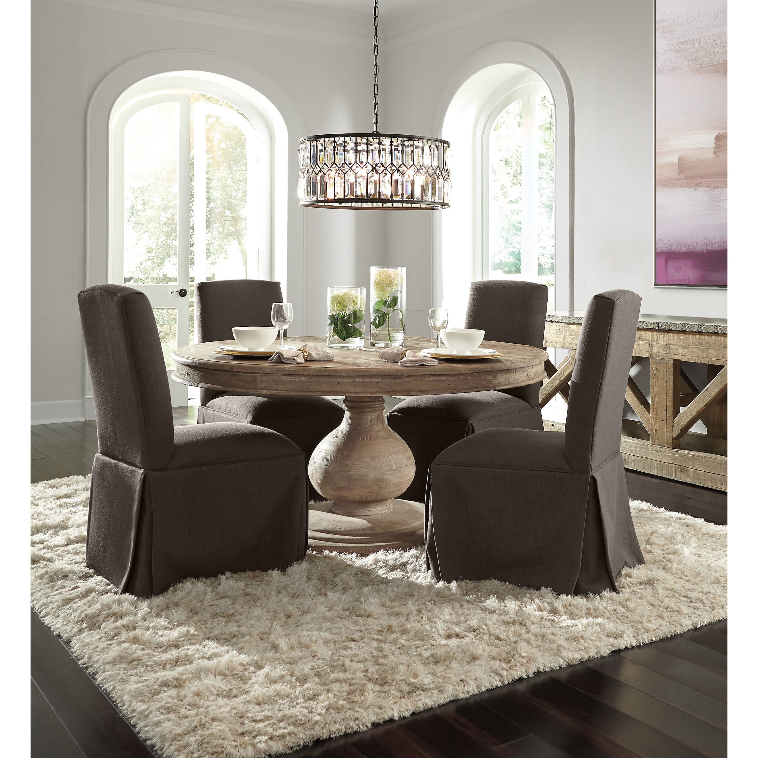 Beatriz Reclaimed Wood 60 Inch Pedestal Dining Table By Kosas Home