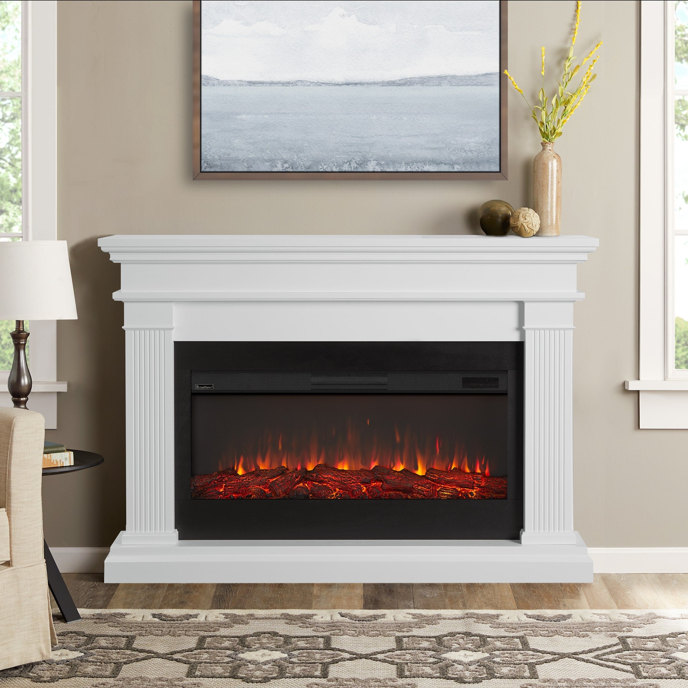 Real Flame Beau White Electric Fireplace