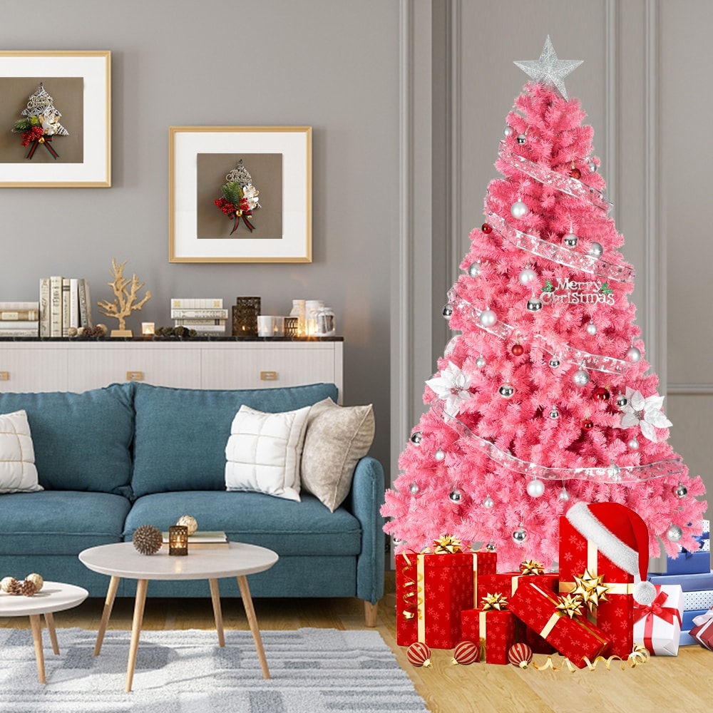 Beautiful 6Ft 1600 Branches Pvc Artificial Christmas Tree Pink