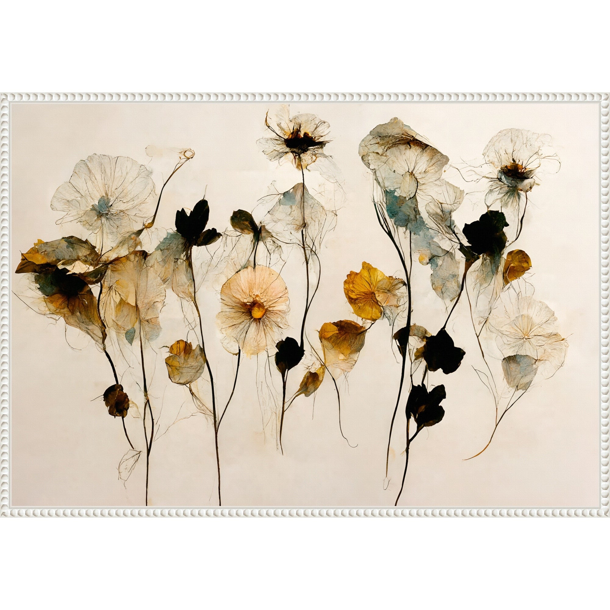 Beautiful Dry Flowers By Treechild Framed Canvas Wall Art