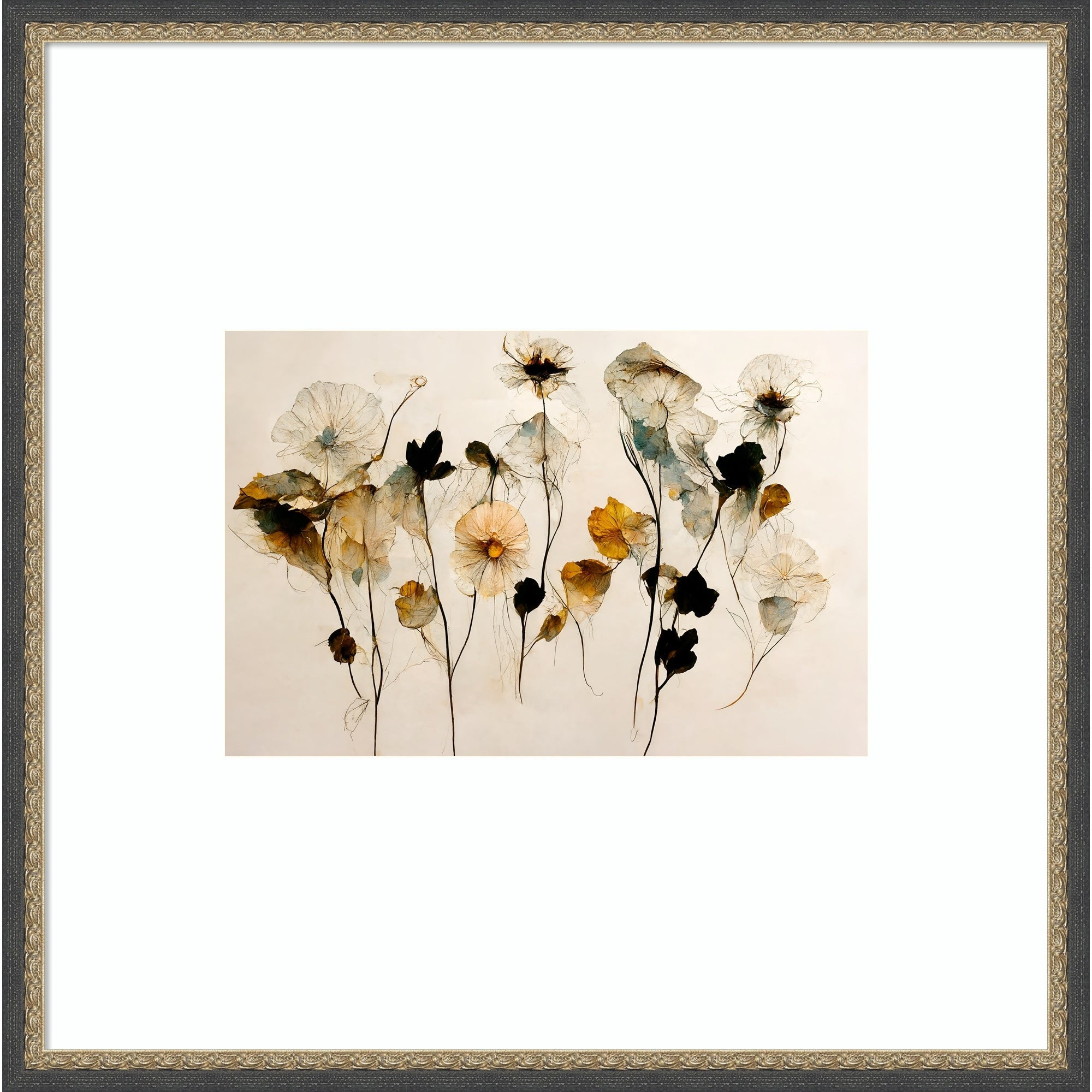 Beautiful Dry Flowers By Treechild Wood Framed Wall Art Print