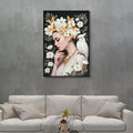 Beauty Posters Beauty Lady Wall Art Gold And White Floral Canvas Artwork For Living Room Bedroom Pictures Wall Decor