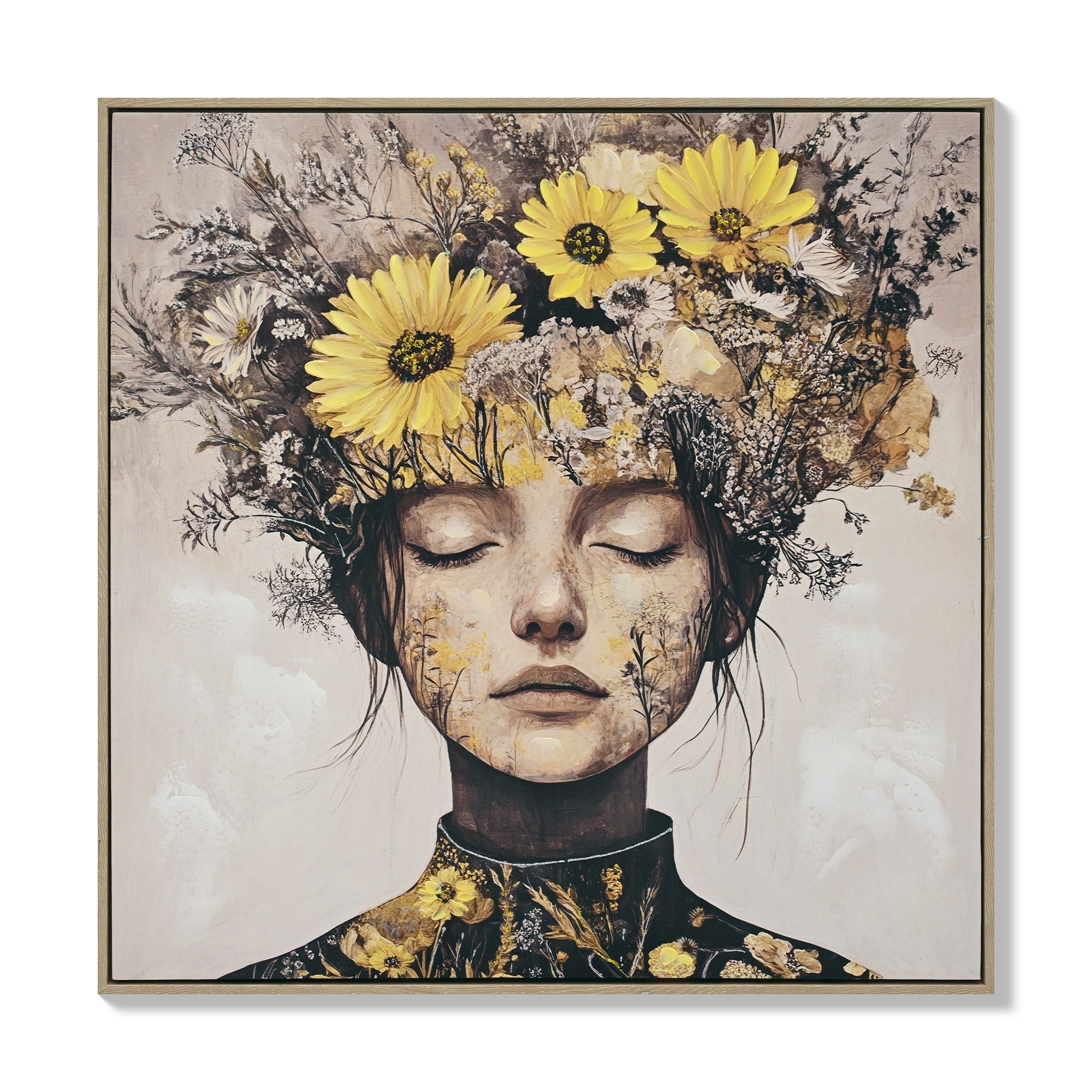 Beauty Posters Beauty Lady Wall Art Gold And White Floral Canvas Artwork For Living Room Modern Photo Prints For Home