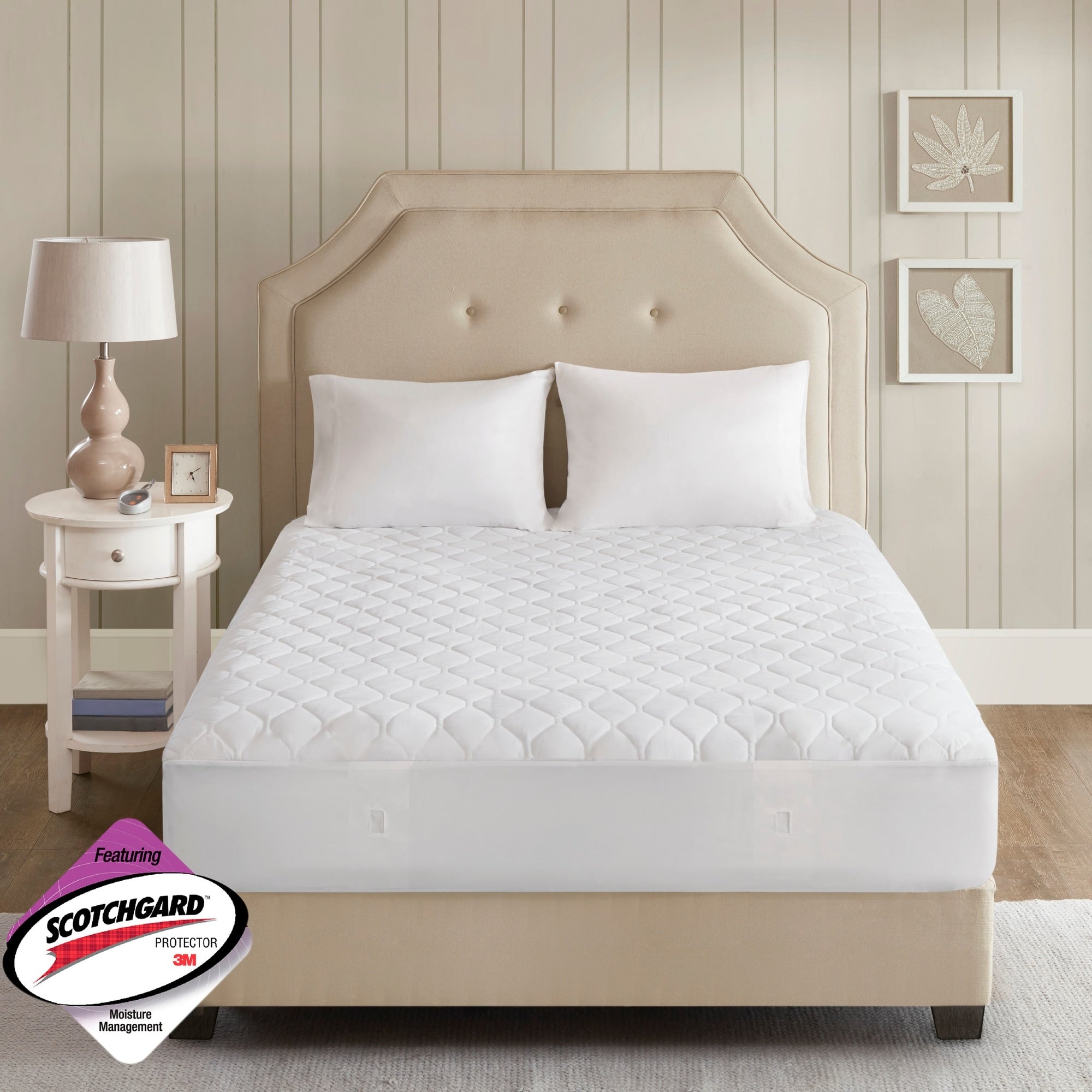 Beautyrest Heated Microfiber Mattress Pad With 3M Scotchgard White