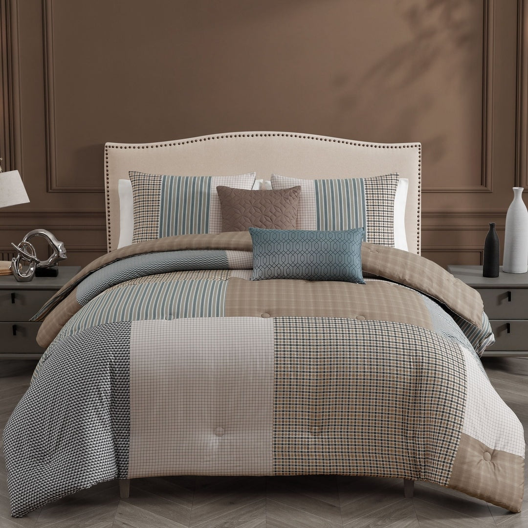 Bebejan Tranquil Patch 100 Cotton Sateen 5 Piece Reversible Comforter Set