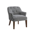 Beca Accent Armchair Button Tufted Back Sloped Arms Gray Polyester
