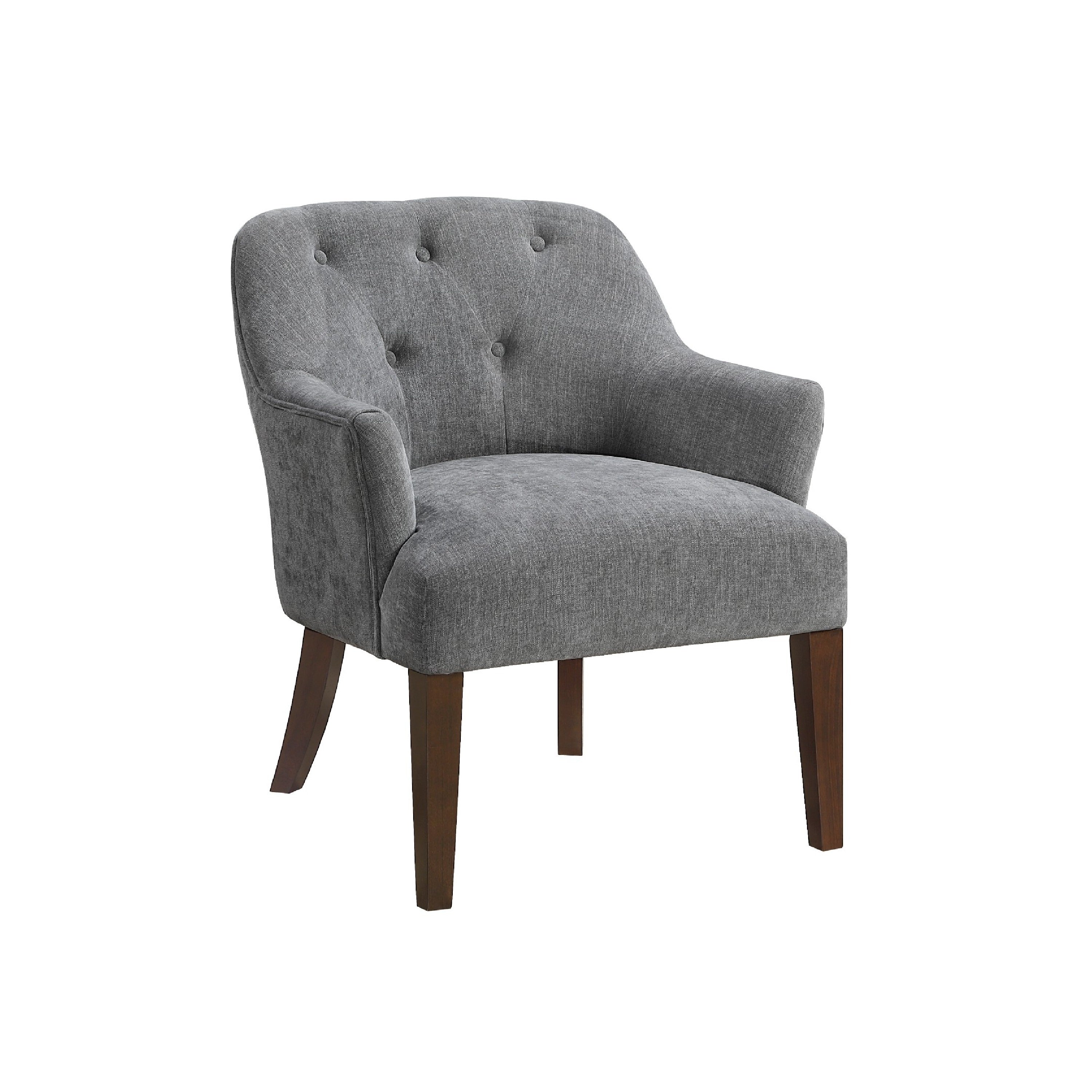 Beca Accent Armchair Button Tufted Back Sloped Arms Gray Polyester