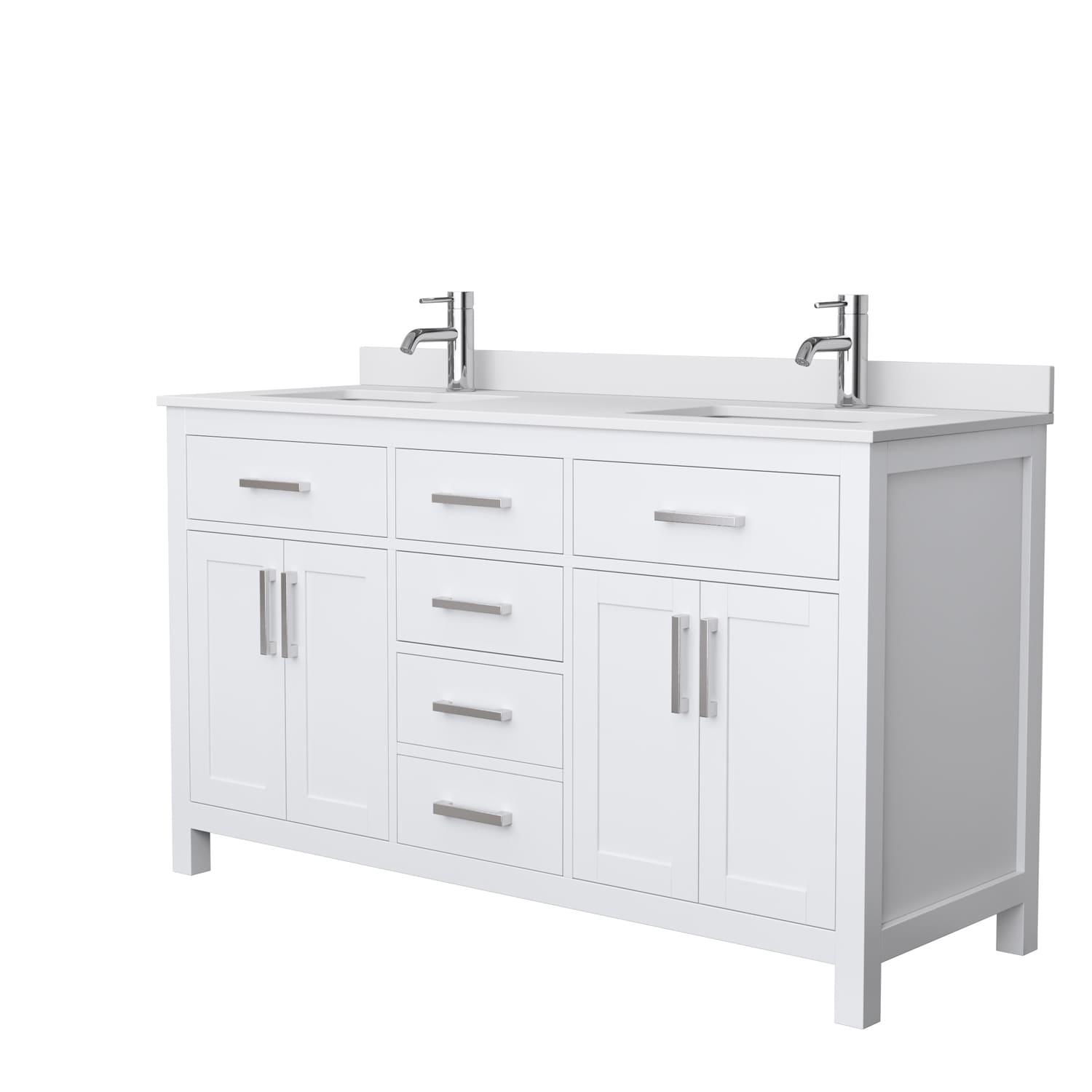 Beckett 60 Inch Double Vanity White Cultured Marble Top No Mirror