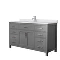 Beckett 60 Inch Single Vanity White Cultured Marble Top No Mirror