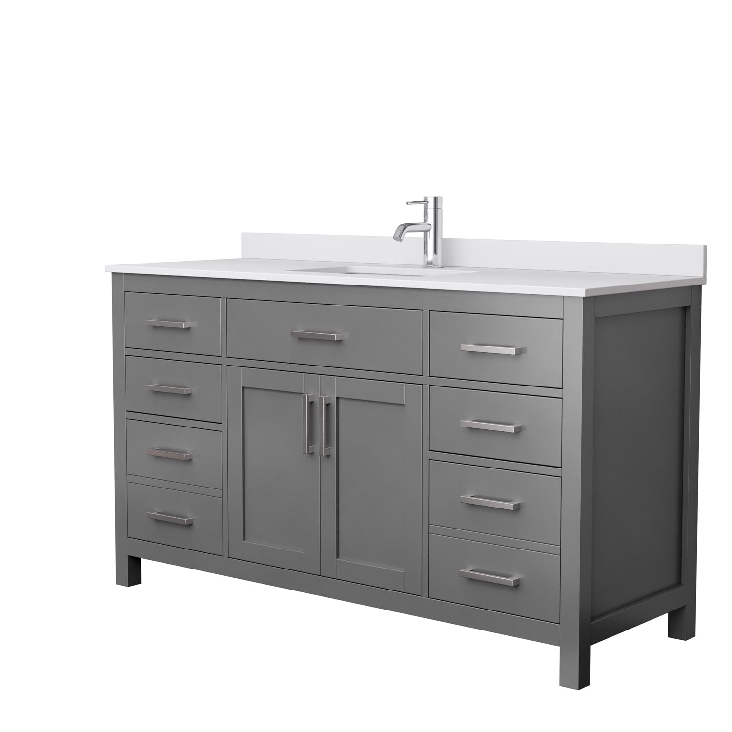 Beckett 60 Inch Single Vanity White Cultured Marble Top No Mirror