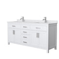 Beckett 72 Inch Double Vanity White Cultured Marble Top No Mirror